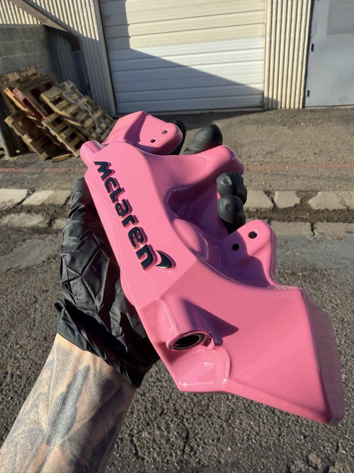 McLaren pink powder coated brake calipers Denver