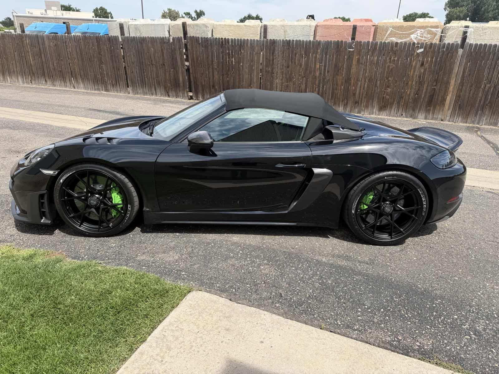 Porsche 718 green brake calipers powder coated Denver