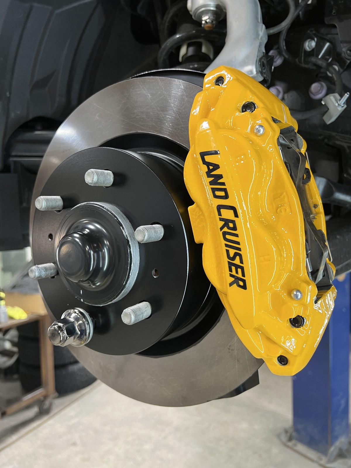 Land Cruiser caliper after yellow powder coating