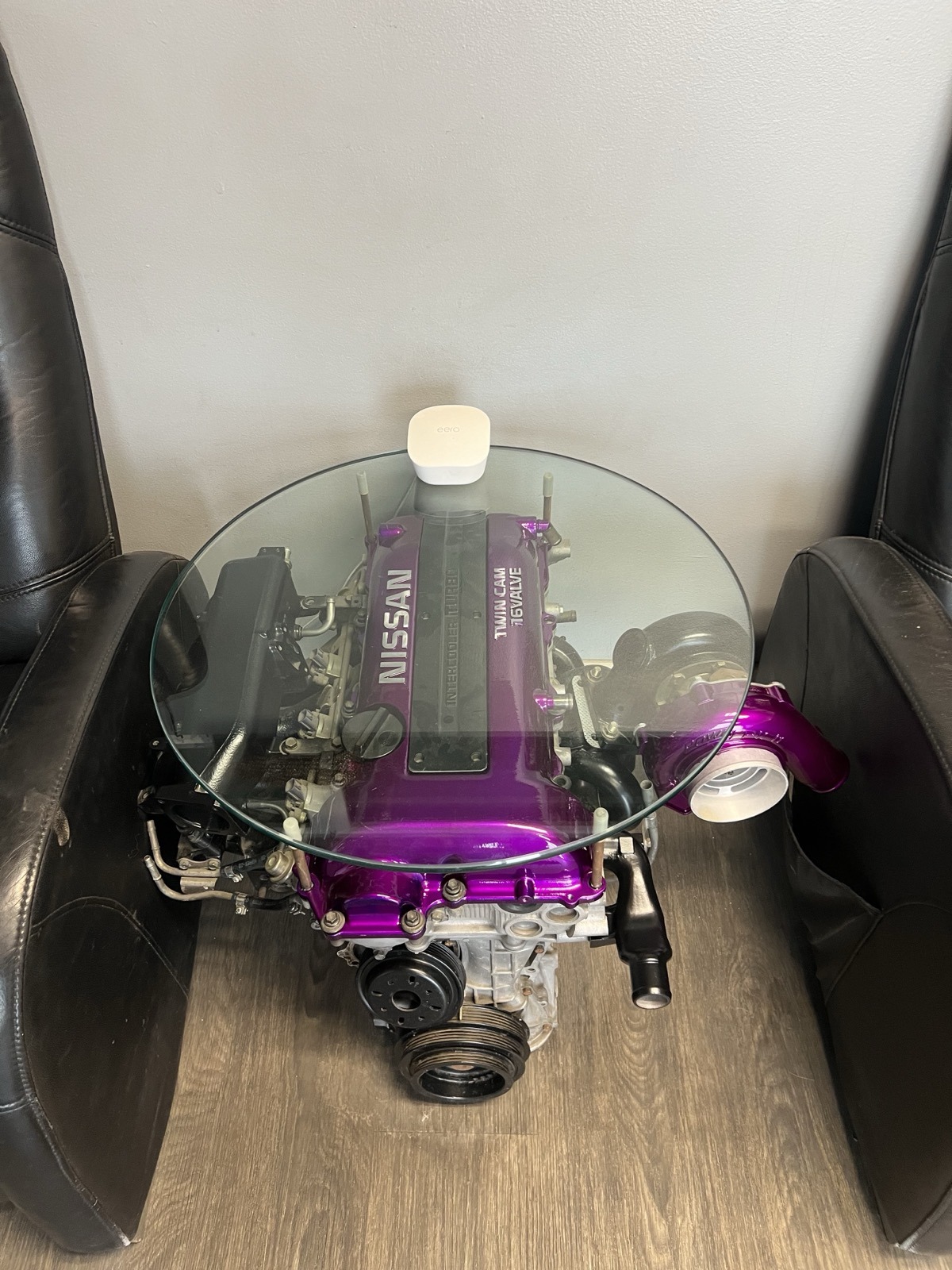 Custom Nissan engine coffee table powder coated Denver