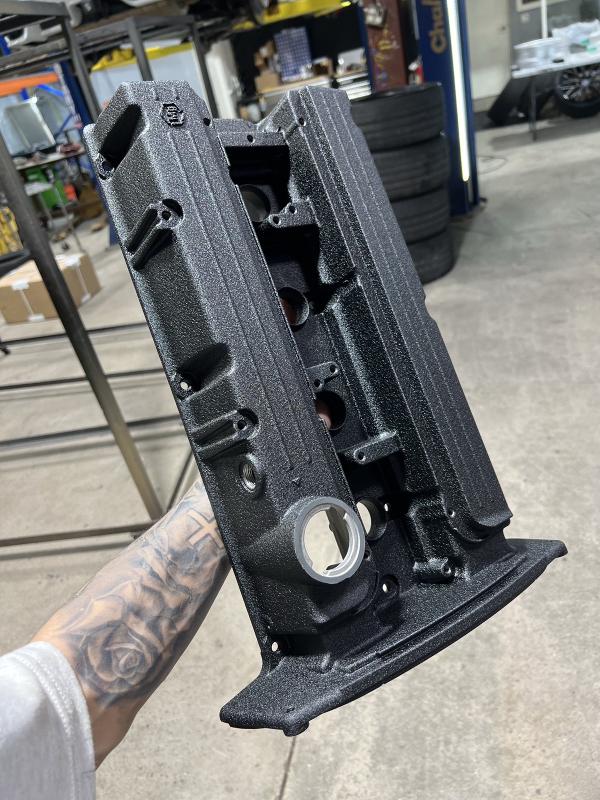 Textured valve cover powder coated Denver