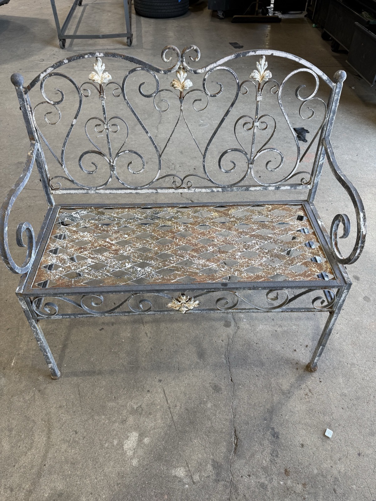 Iron bench before rusty industrial powder coating Denver