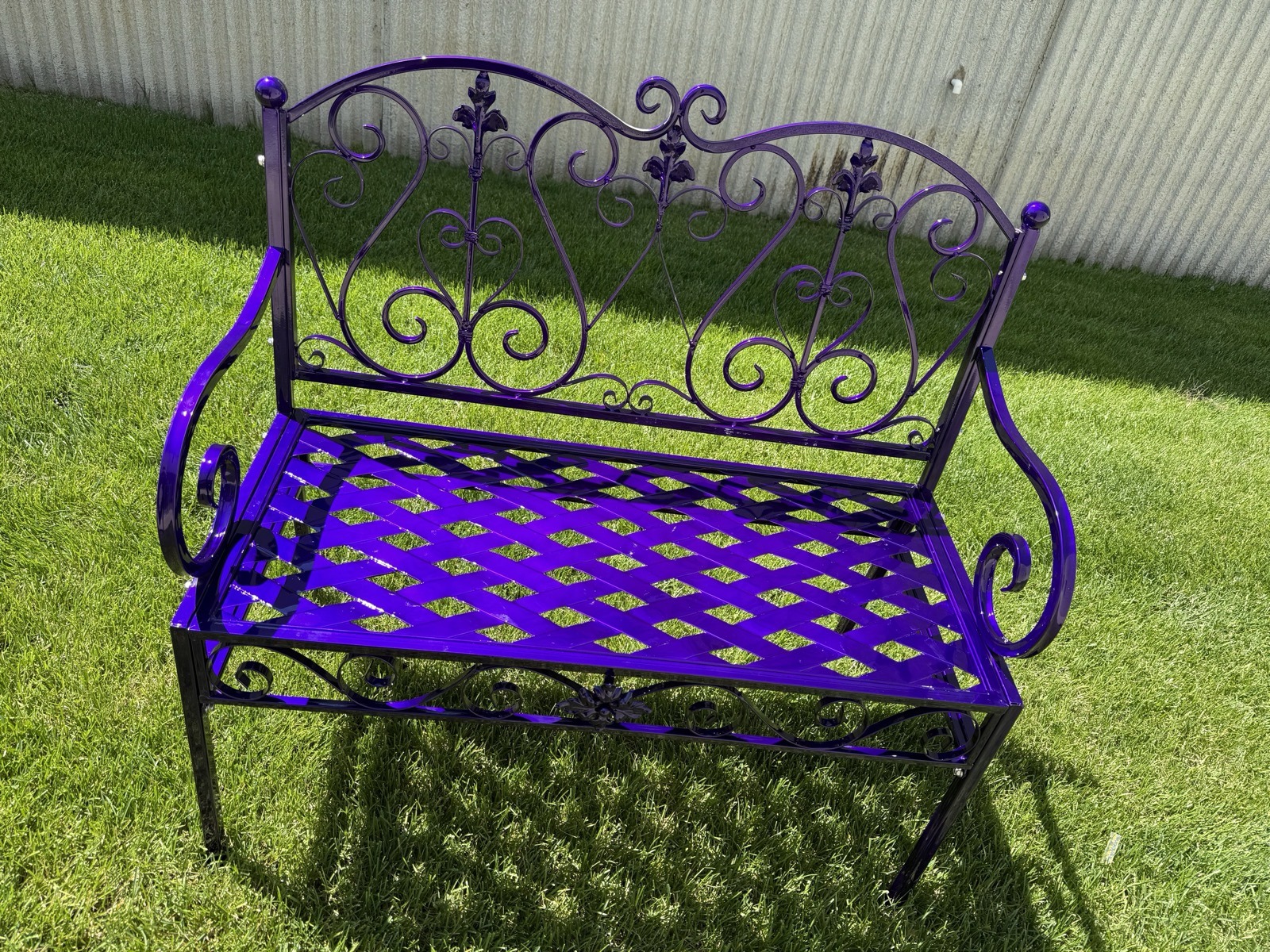 Industrial powder coating on iron bench by ColorWerks Denver