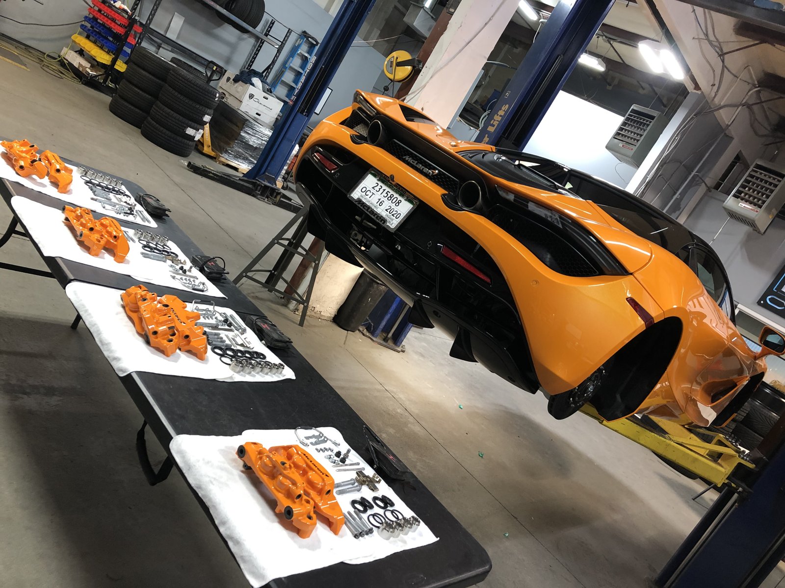Orange McLaren with powder coated calipers