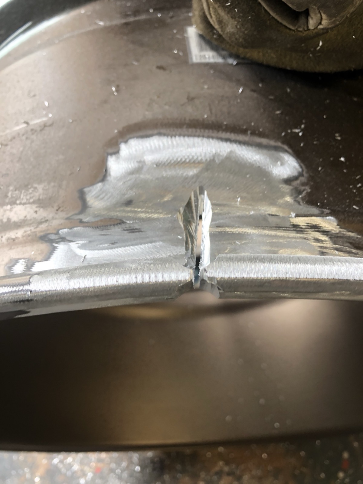 Wheel crack detail before welding Denver