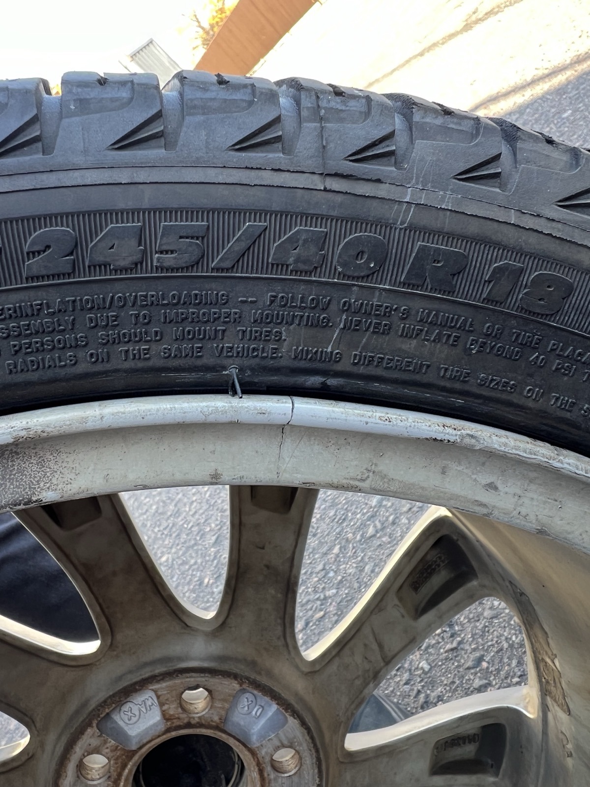 Corroded wheel lip crack before repair Denver