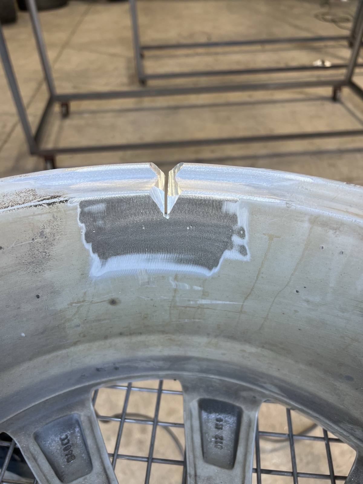 Wheel weld repair in progress Denver