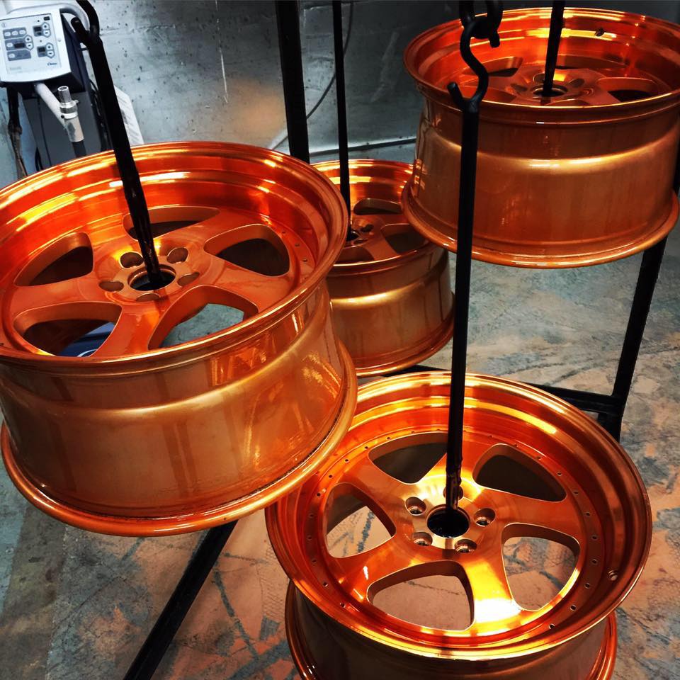 Orange powder coated wheels by ColorWerks Denver